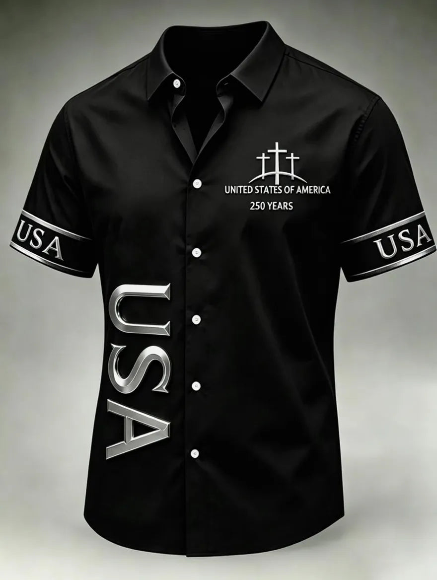 Men's Faith patriotic printed casual shirt