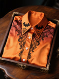 Men's Satin Luxe Halloween Long Sleeve Button Down Shirt