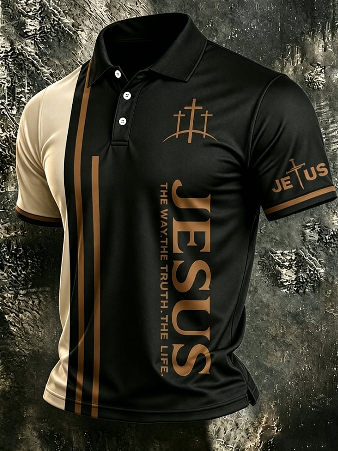Men's THE WAY. THE TRUTH. THE LIFE Christian Print Casual Short-Sleeve T-Shirt