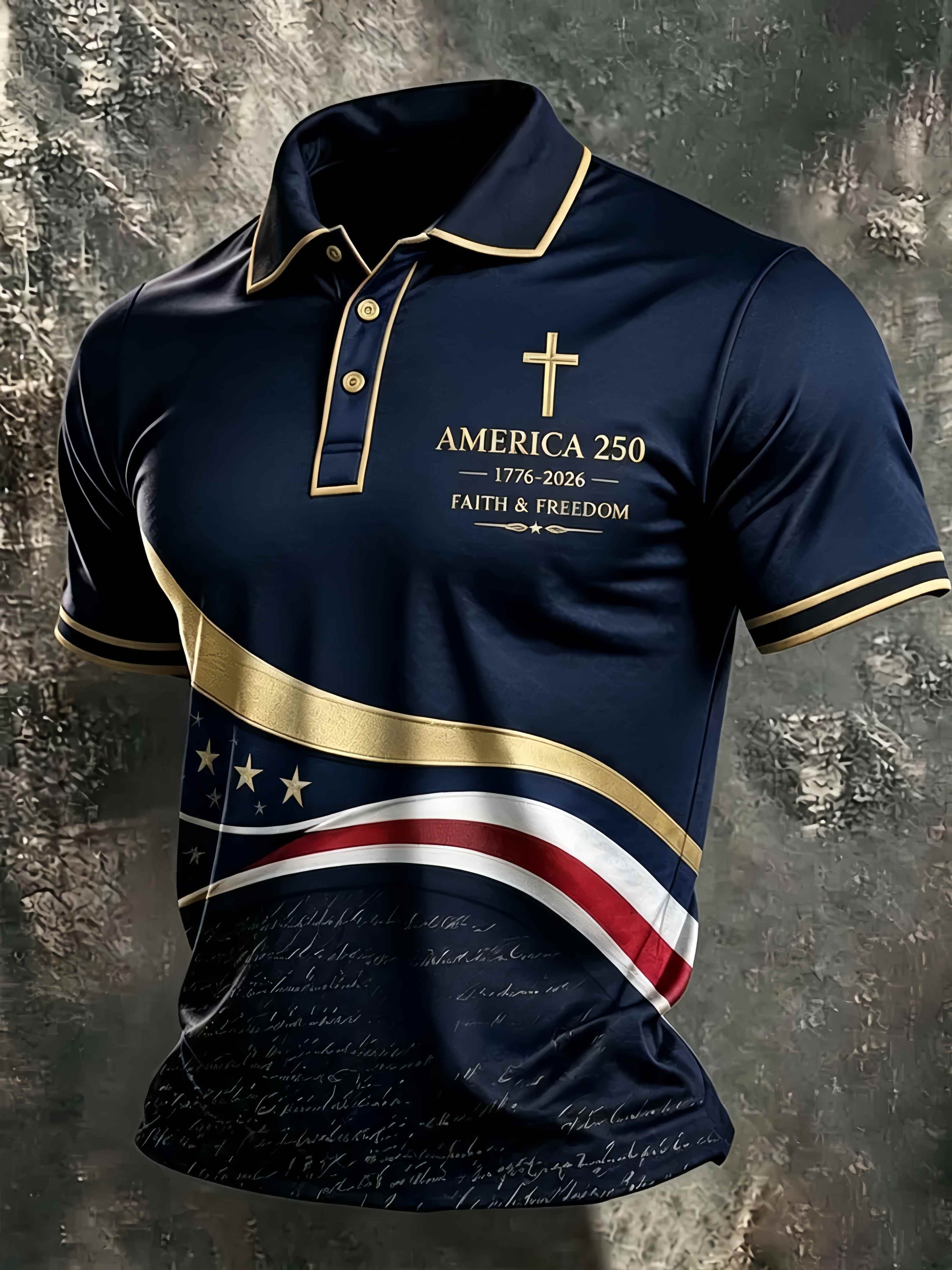 Men's Casual Faith Graphic Print Short Sleeve Polo Shirt