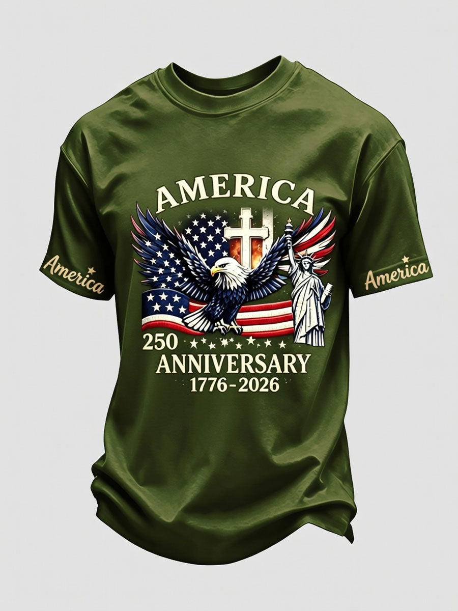 Men'S Casual American 250Th Anniversary Faith Short Sleeved T-Shirt