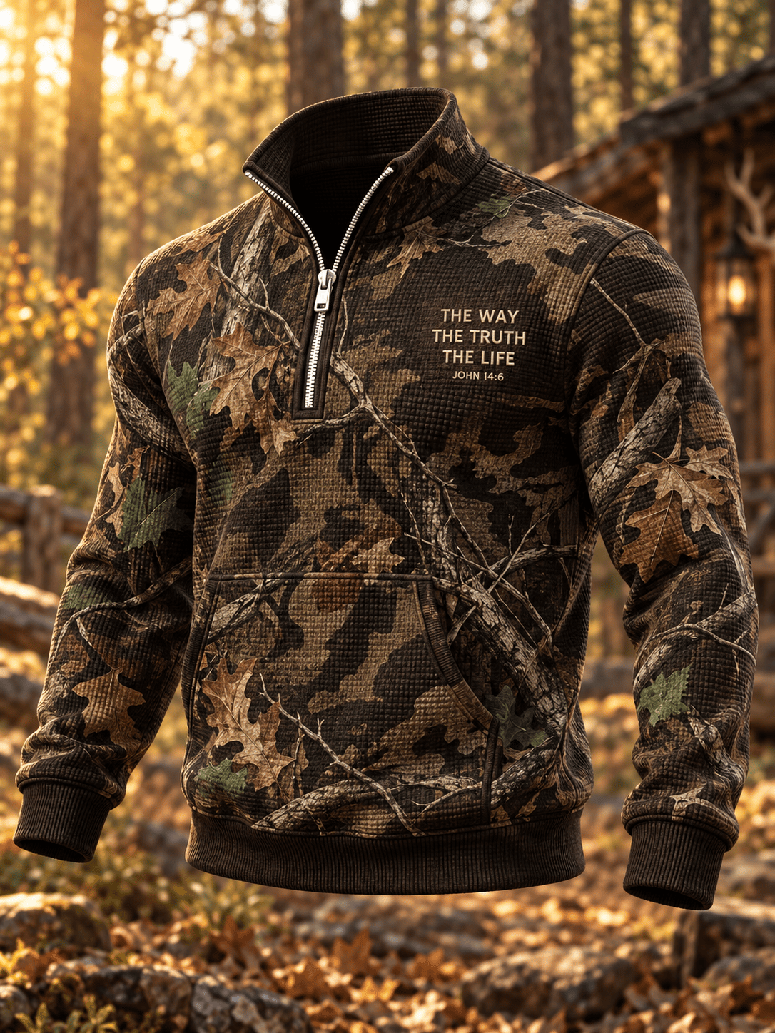 Men's Autumn/Winter "Jungle Faith" Camouflage Zip-Up Sweatshirt