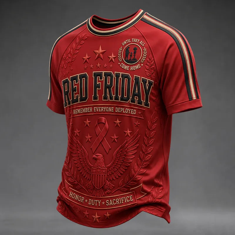 Men's Retro RED FRIDAY Art Print Casual T-Shirt