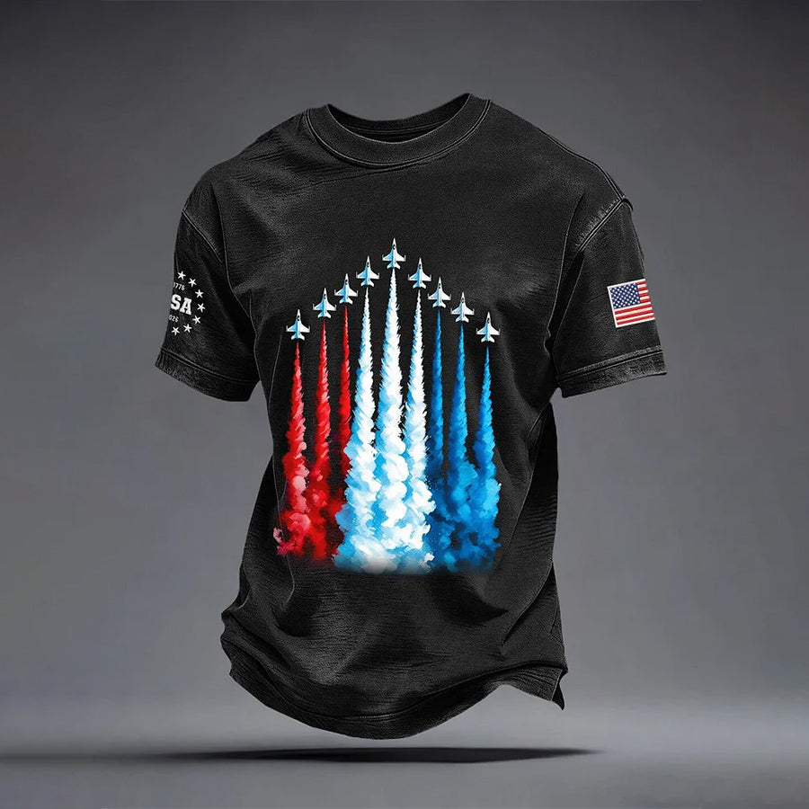Men's US 250 – Red, White & Blue Sky Tribute Print Casual T-Shirt