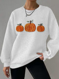 Women's Fall Pumpkin Print Gingham Sweatshirt
