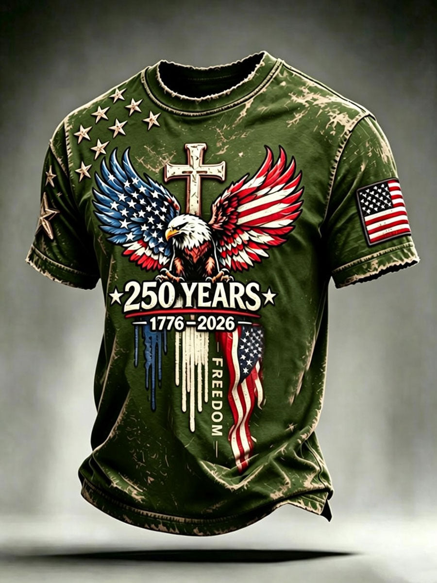 Men'S Casual American 250Th Anniversary Faith Short Sleeved T-Shirt