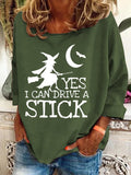 Women's Halloween Witch Print Crew Neck Sweatshirt