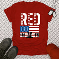 Women's  Red Friday Print Casual Short Sleeve T-Shirt