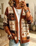 Women's Autumn Fall For Jesus, He Never Leaves Print Top