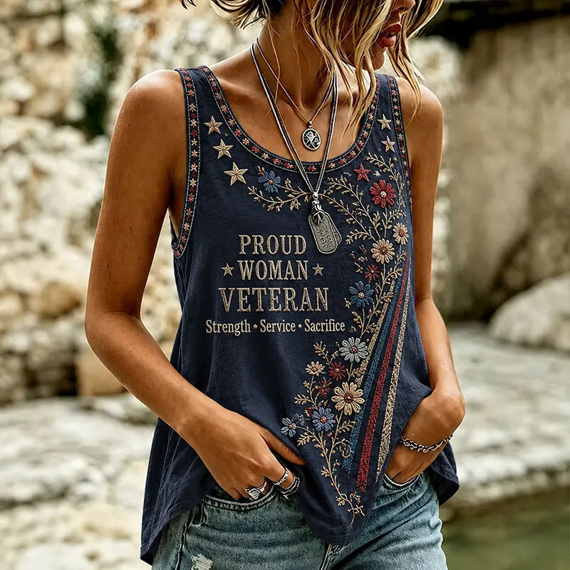 Proud Woman Veteran Floral Tank Top