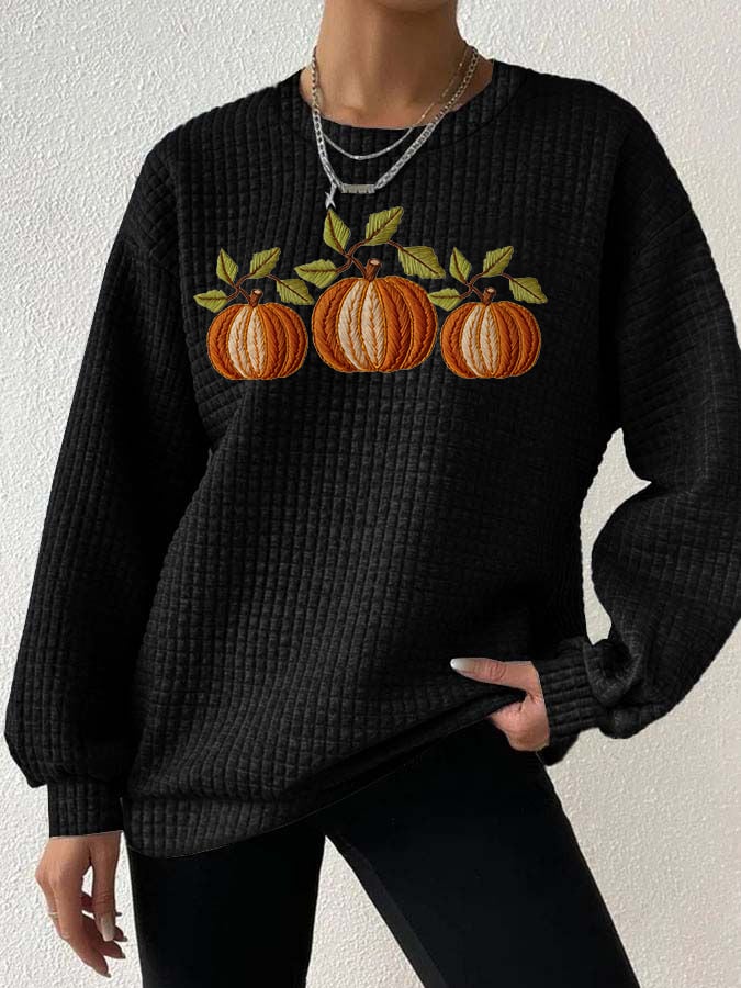Women's Fall Pumpkin Check Sweatshirt