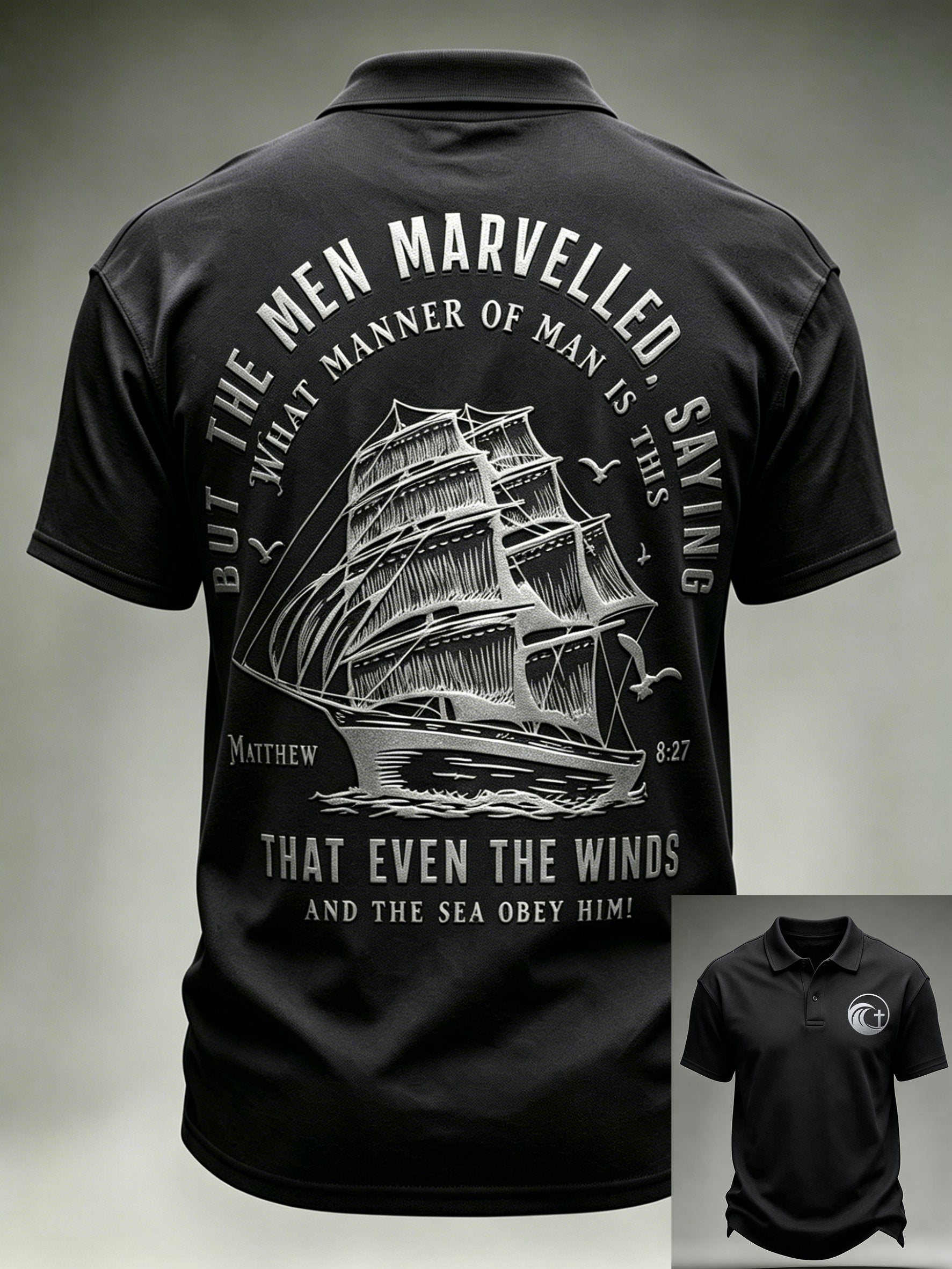 Men's "Faith" Print Polo Shirt