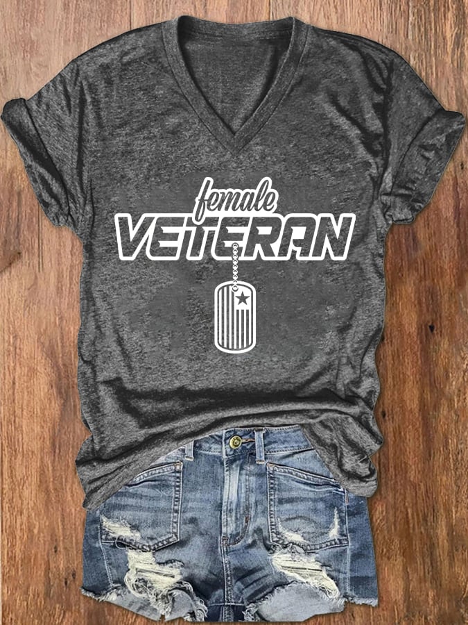 Women's "Female Veteran" Print T-Shirt