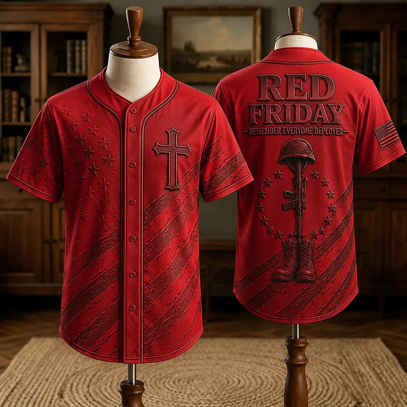 "Red Friday" Art Print Baseball Shirt
