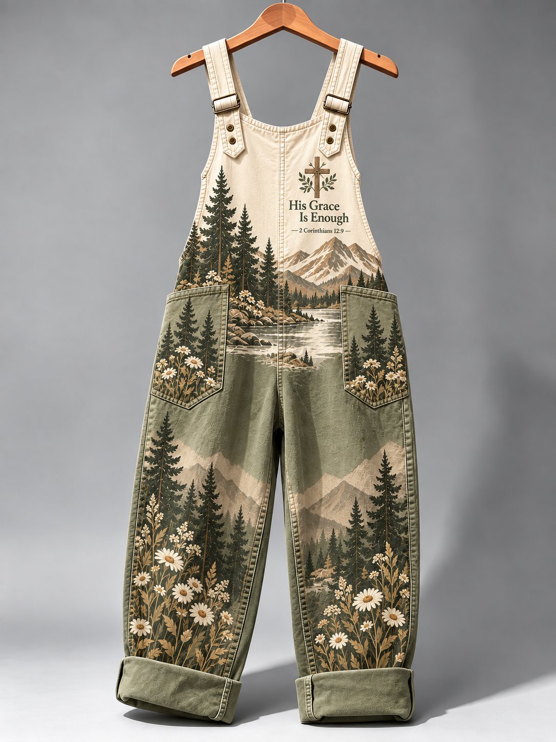 Women's Casual Faith Print Overalls