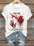 Women's bloodstained printed casual T-shirt