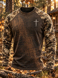 Men's Autumn/Winter "Jungle Faith" Camouflage Print Crew-Neck Top