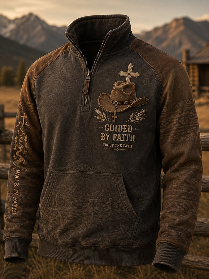 Men'S Casual Western Faith-Print Sweatshirt