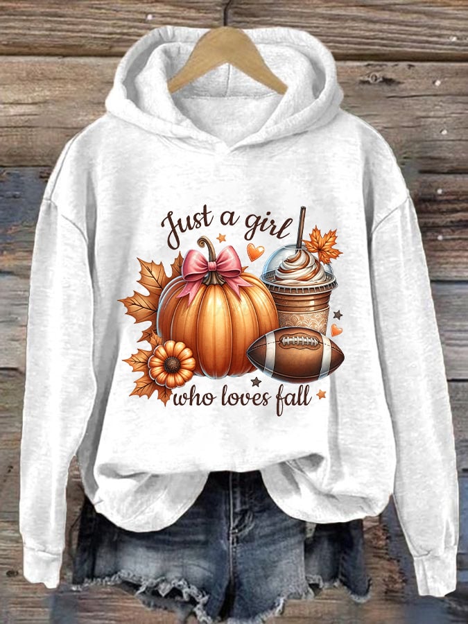 Women's Just A Girl Who Loves Fall Print Hoodie