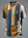 Men's Vintage Faith Faux-Linen Short-Sleeve Shirt