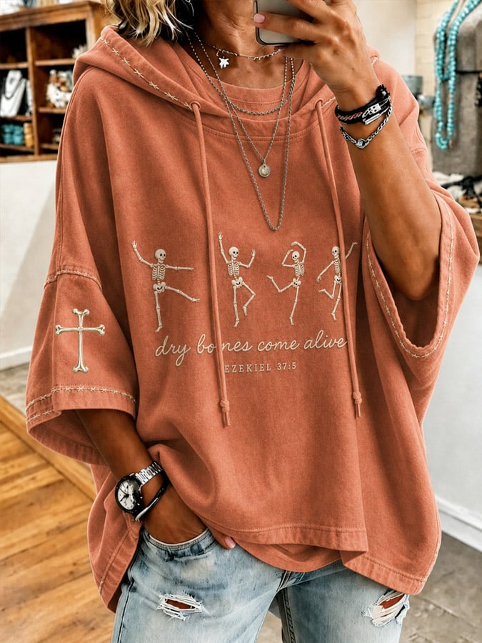 Women's Casual Printed Hooded Sweatshirt