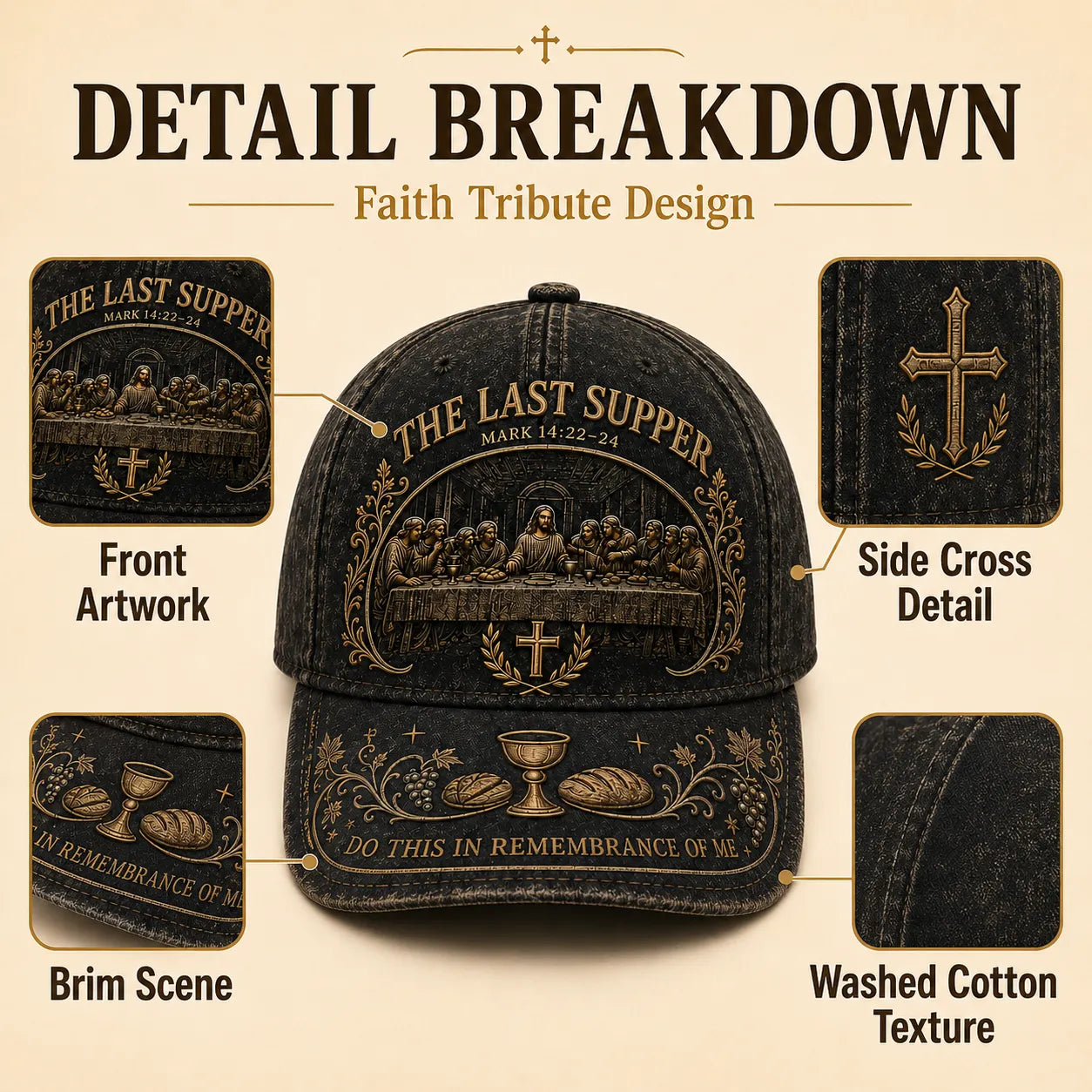 ✝️ The Last Supper Faith Remembrance Cap