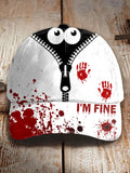 Unisex Retro Halloween Hide And Seek Monster Horror Blood I'm Fine Printed Hat