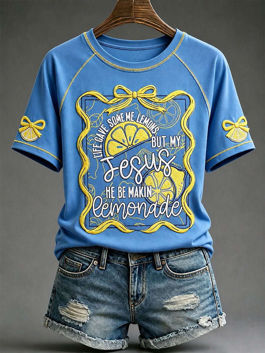 Women's "Jesus Be Making' Lemonade" Printed Casual Tops
