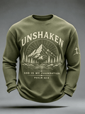 Men's Unshaken,God Is My Foundation Psalm 62:6 Printed Waffle-Knit Top