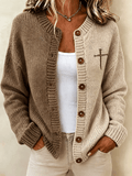 Women's Casual Printed Knit Cardigan