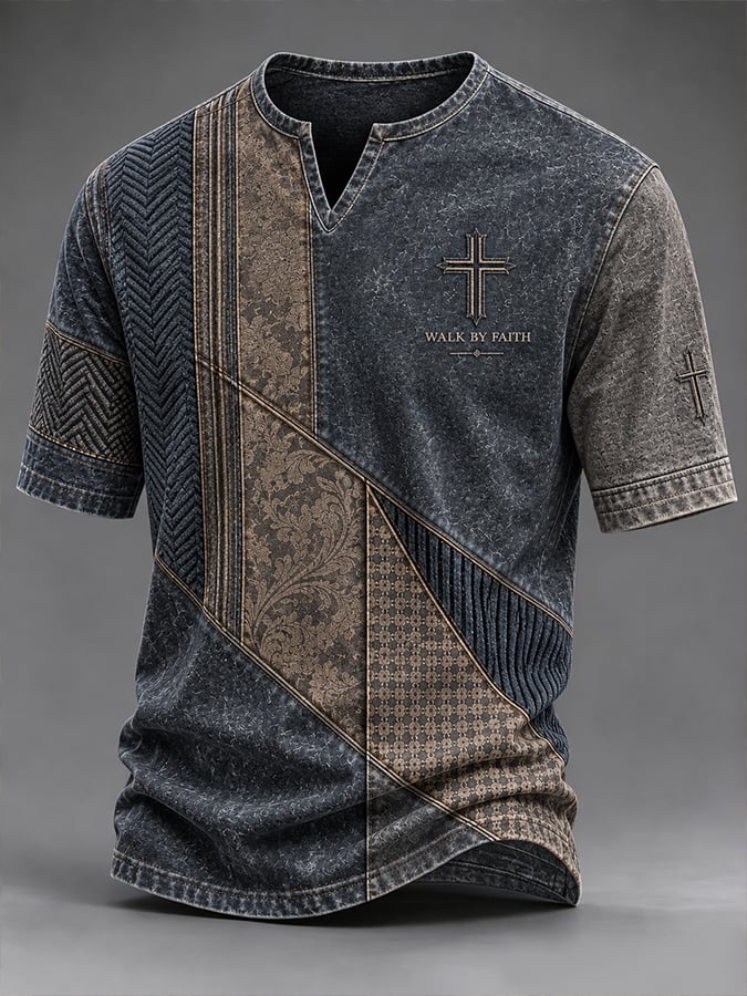 Men's Vintage Faith Faux-Linen T-shirt