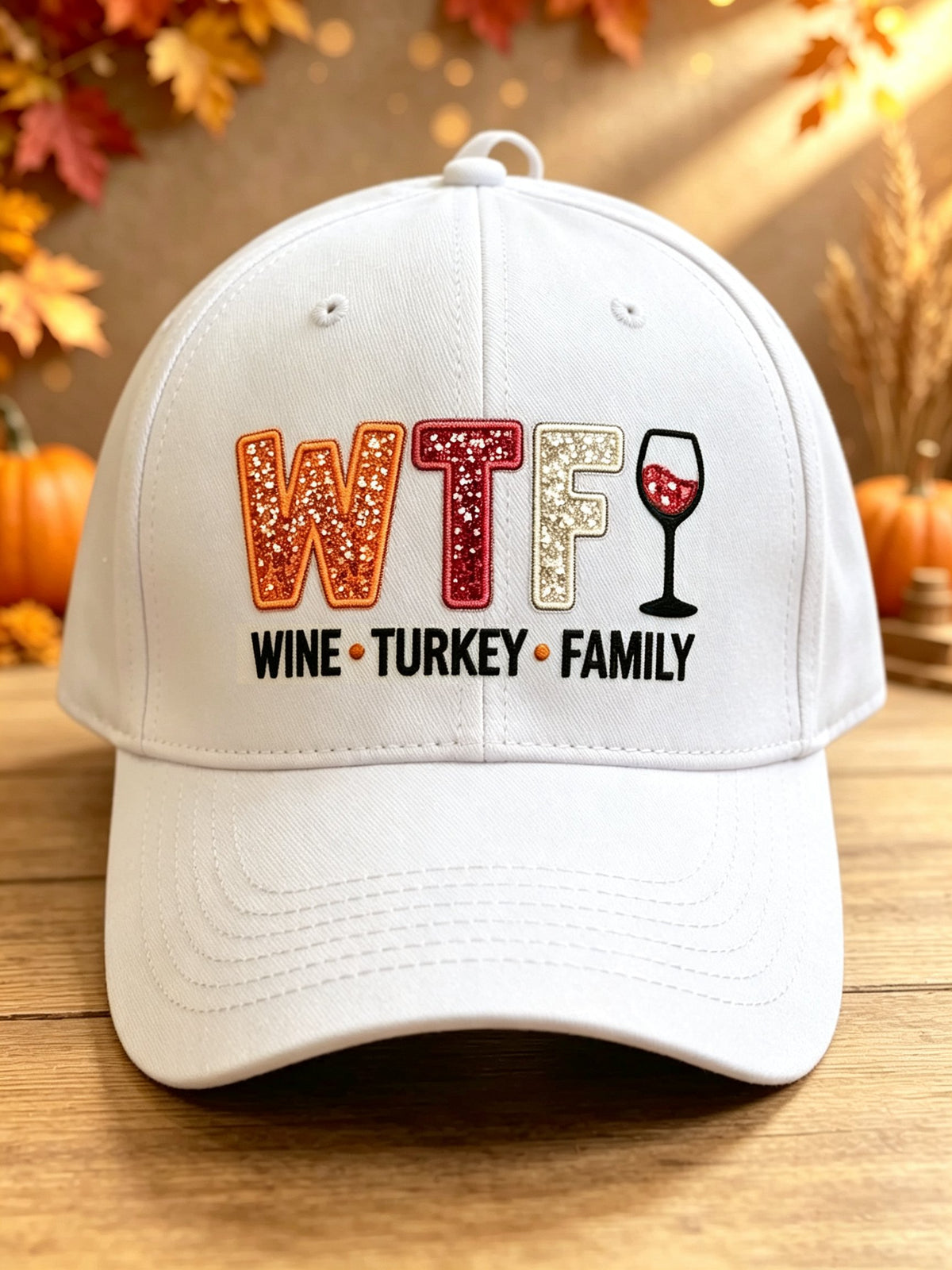 Unisex WTF Wine Turkey Family Print Casual Hat