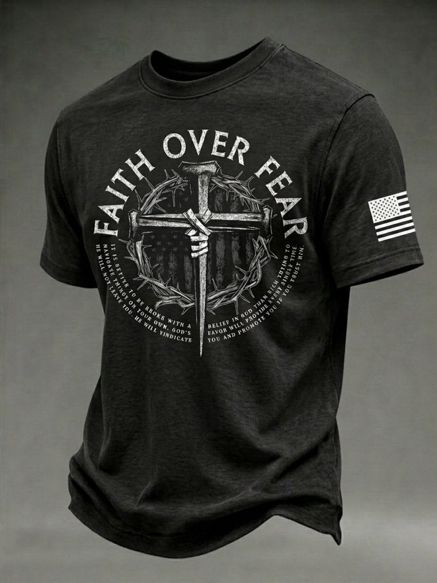 Men's Faith American Flag Print Short-Sleeved T-Shirt