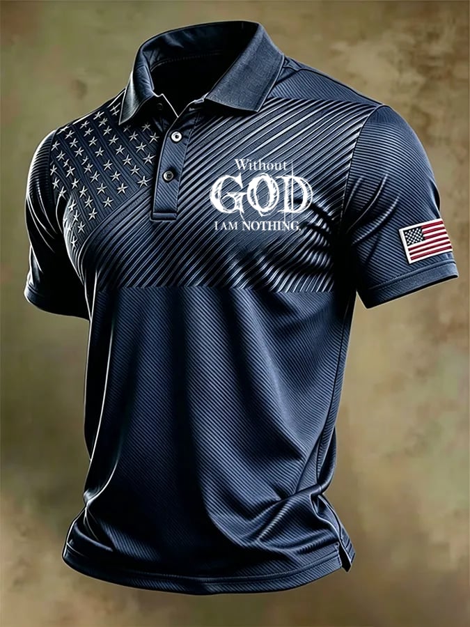 Men's Faith “Without God I Am Nothing,” Print Casual Polo Shirt