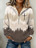 Women's Casual Retro Print Zipper Sweatshirt