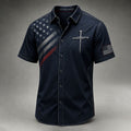 Men’s Navy Blue Faith Patriotic Cross Short Sleeve Shirt