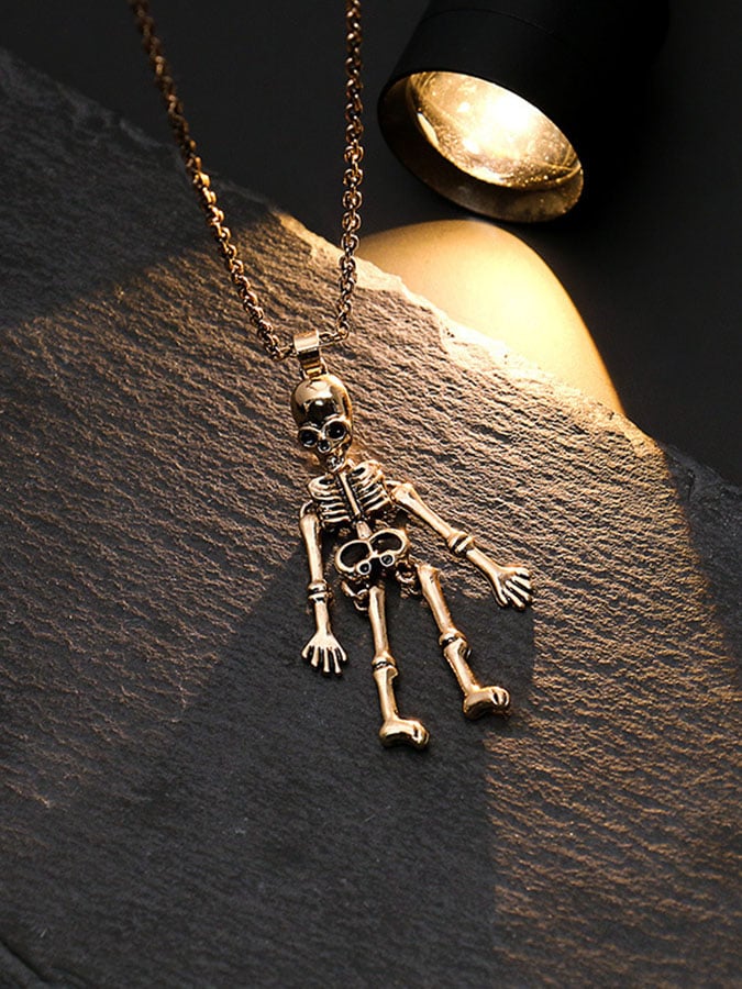 Halloween Human Skeleton Skeleton Ghost Hand Holding Pendant Couple Necklace
