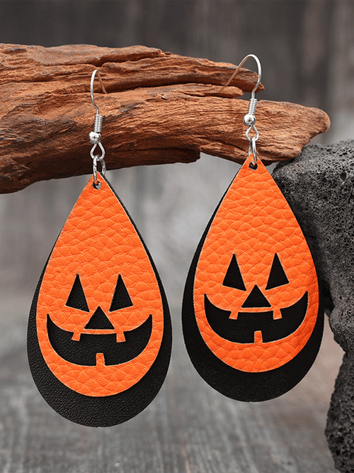 Halloween Cute Pumpkin Ghost Earrings Pu Leather Creative Earrings