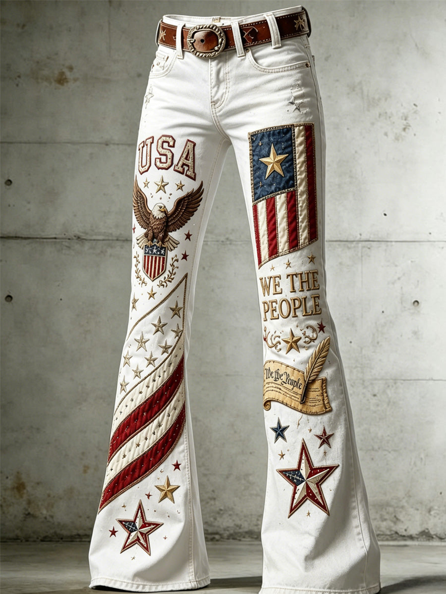 Women's 250th Anniversary Hot Diamond Printed Casual Jeans