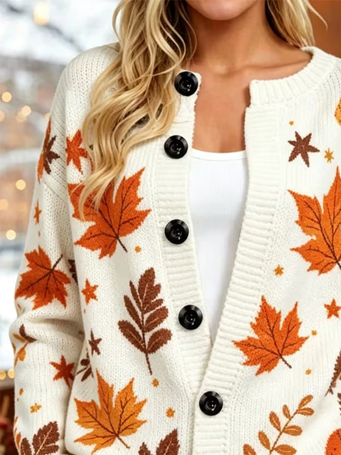 Women's Casual Autumn Printed Cardigan