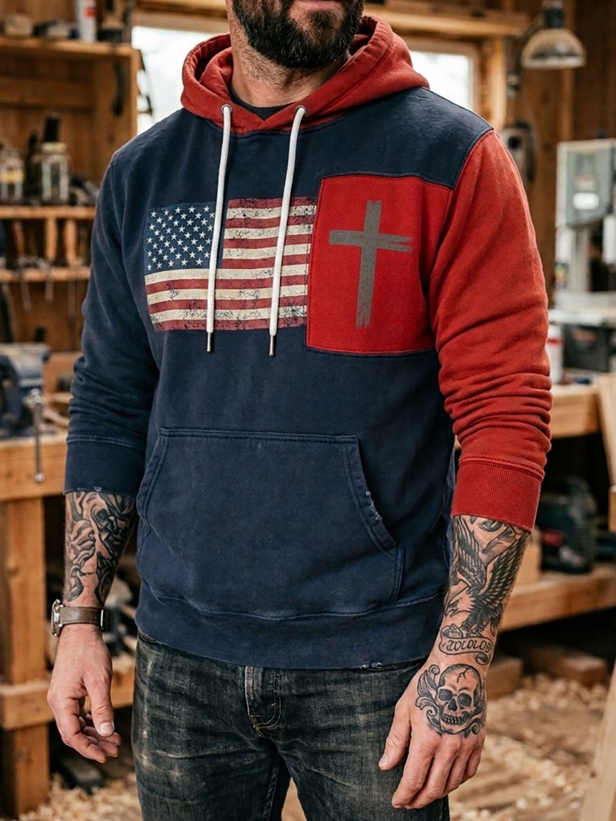 Men's Casual Faith Contrast Color Hooded
