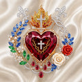 Luxurious Vintage Palace Style: Radiant Sacred Heart Floral Gemstone Brooch