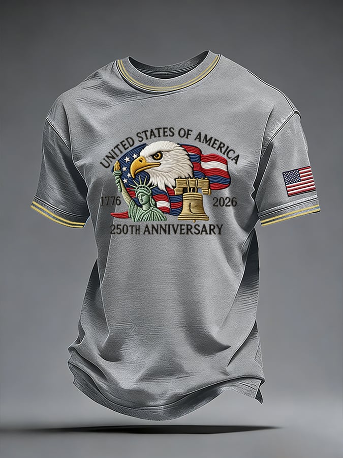 Men's US 250 – Red, White & Blue Sky Tribute Print Casual T-Shirt