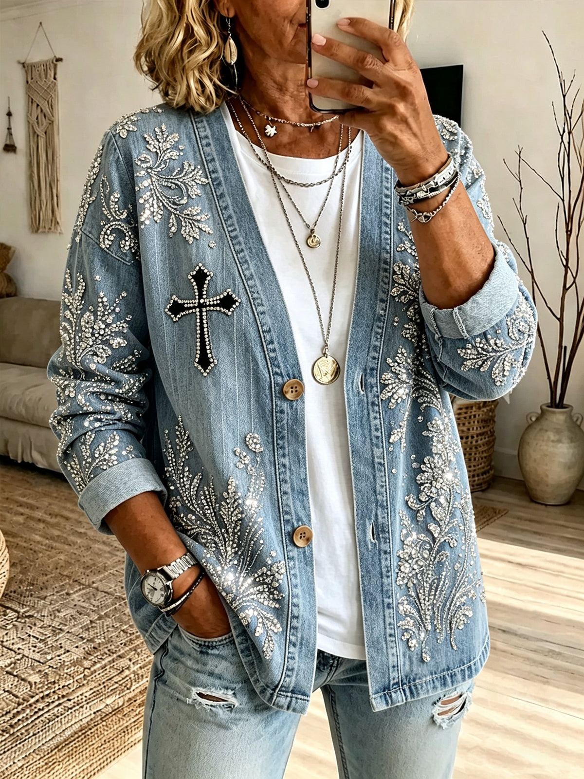 Women's Casual Printed Cardigan