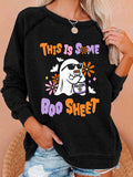 Women's This Is Some Boo Sheet  Funny Halloween Ghost Casual Sweatshirt