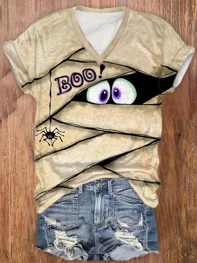 Halloween Peek Monster Women's Halloween Print T-Shirt