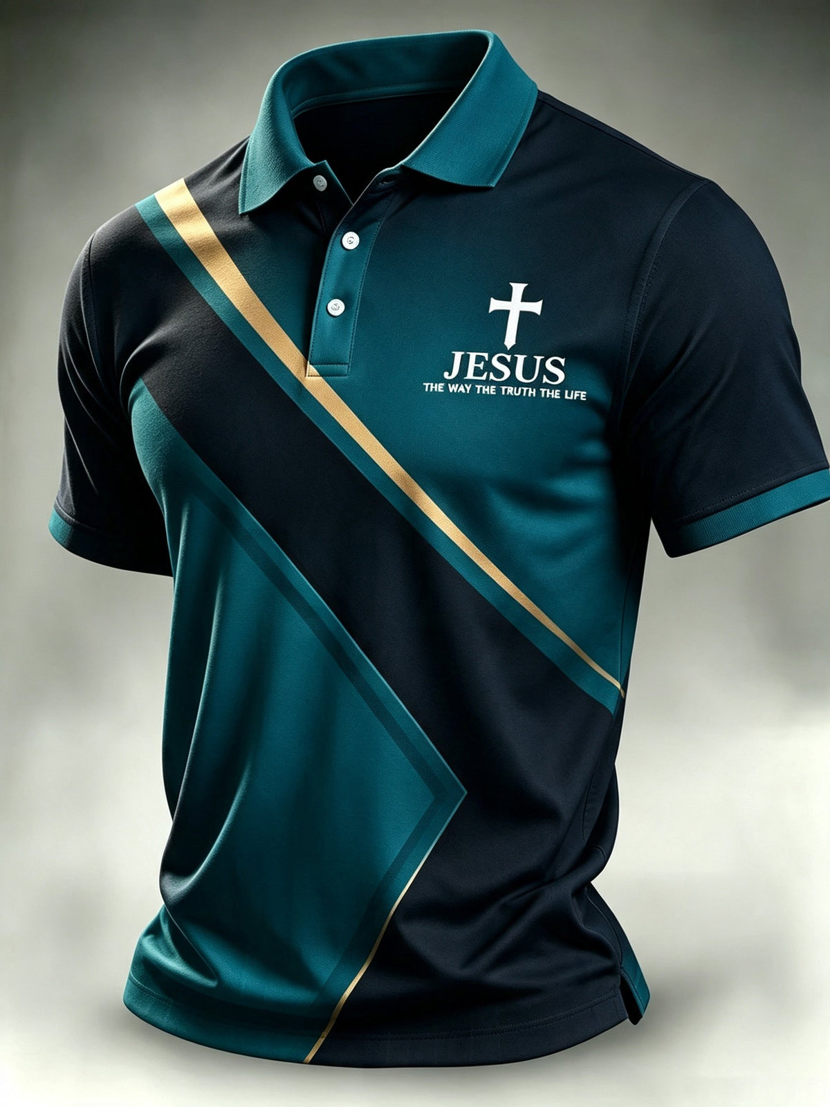 Men's Faith Cross-Print Short-Sleeve Polo Shirt