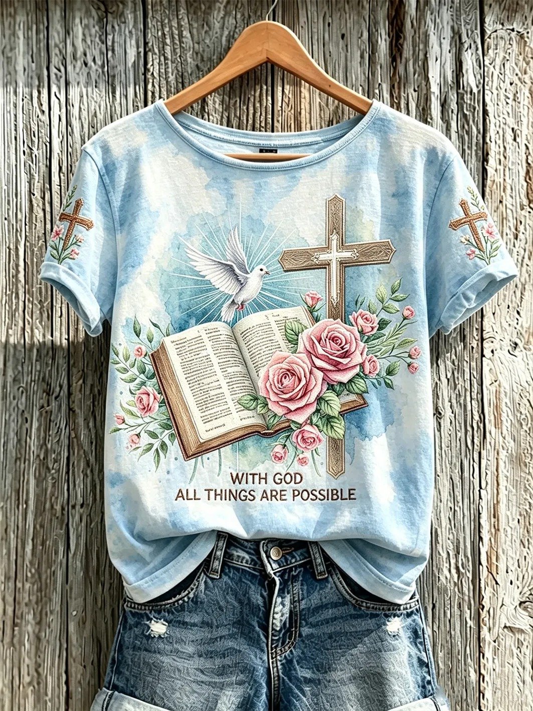 Women's faith element pattern printed casual short-sleeve T-shirt