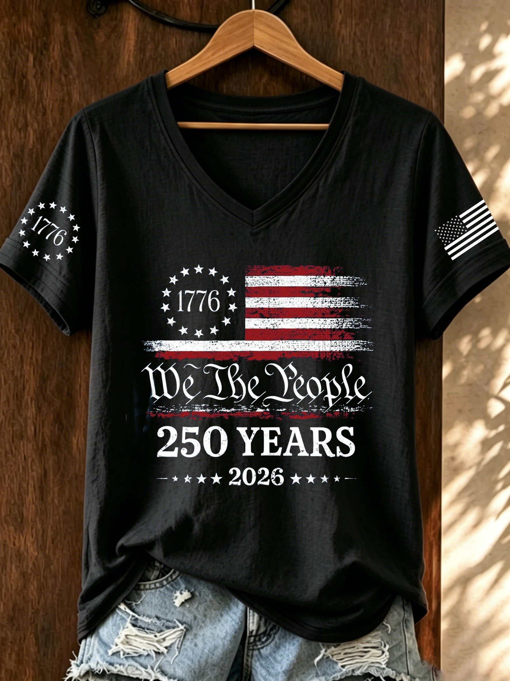 Women'S America Flag Printed Casual T-Shirt