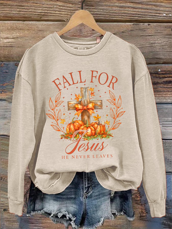 Women's Fall Jesus Print Sweatshirt